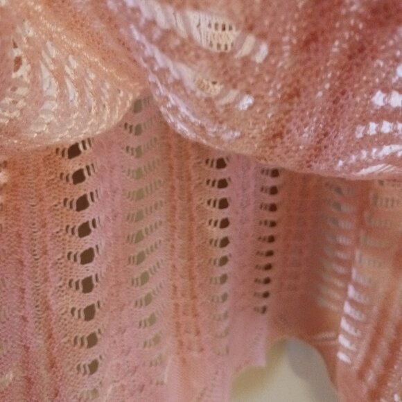Crochet Style LIGHT PEACH 3/4 sleeve sweater SZ L-XL - Picture 4 of 7